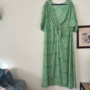 Asos Design Green Zebra Maxi Dress Size 22